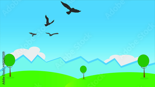 landscape with trees and clouds