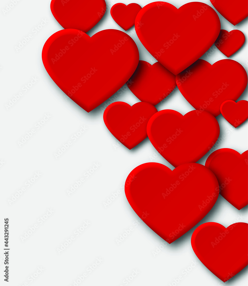 Red Hearts Background Design. 3D Vector. Valentine's Day concept. Red Hearts Background Design. 3D Vector. Valentine's Day concept.