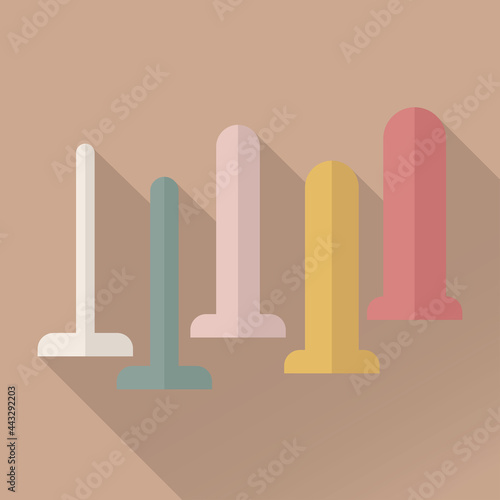 Vaginal dilator set. Tube-shaped device that is used to stretch vagina of person suffering from vaginismus. Kit includes different size dilators ranging from small to large. photo