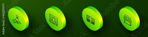 Set Isometric line Bribe money bag, Prisoner, cash and Jurors icon. Vector