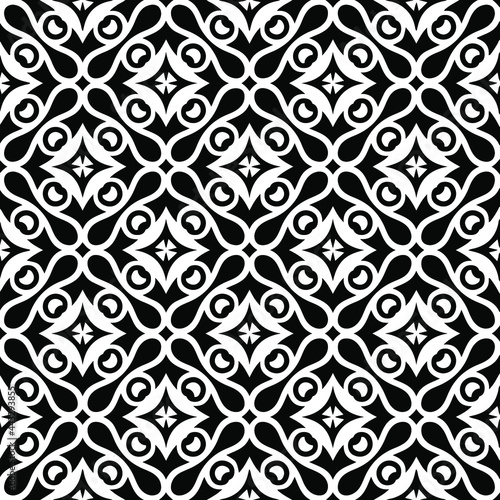  floral seamless pattern background.Geometric ornament for wallpapers and backgrounds. Black and white pattern. 