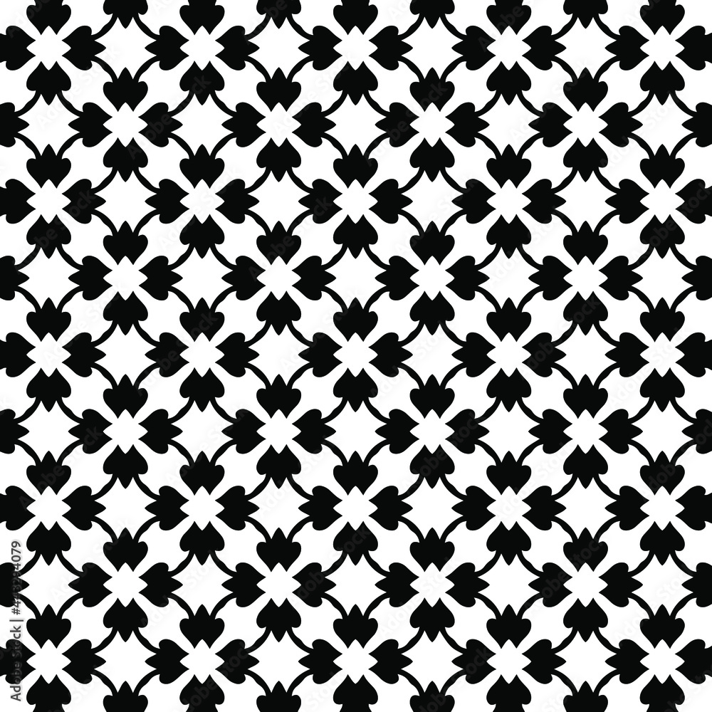 floral seamless pattern background.Geometric ornament for wallpapers and backgrounds. Black and white pattern. 