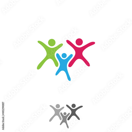 Colorful vector abstract three people icon symbol