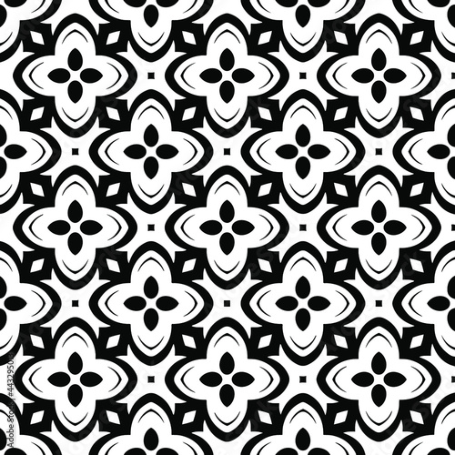 floral seamless pattern background.Geometric ornament for wallpapers and backgrounds. Black and white   pattern.  