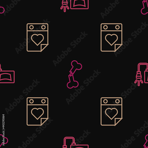 Set line Ultrasound, Doctor appointment and Human broken bone on seamless pattern. Vector
