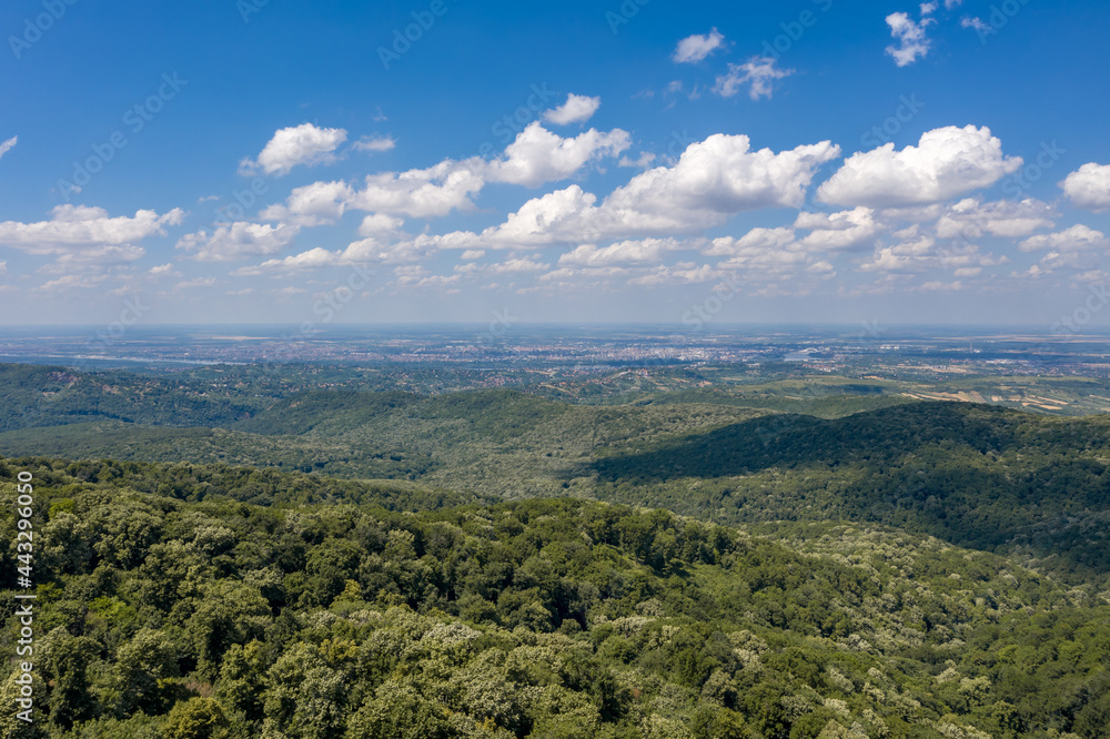 Fototapeta premium Serbia - Vencu TV tower from drone view
