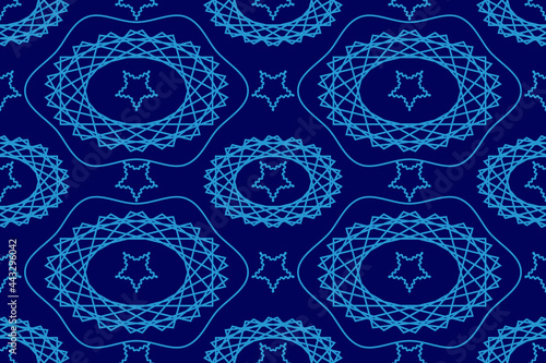 Pattern ethnic vector stars blue background for tile fabric carpet wallpaper