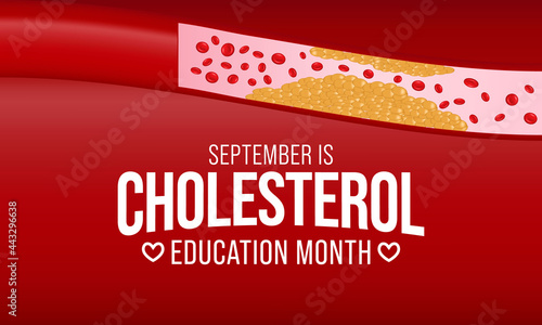 National Cholesterol Education month is observed every year during September, to raise awareness about cardiovascular disease, cholesterol, and stroke. Vector illustration