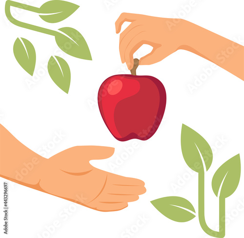 Adam and Eve in paradise, vector illustration