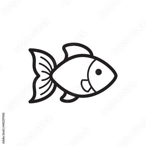 Vector outline fish icon. Isolated tiny pictogram on white background