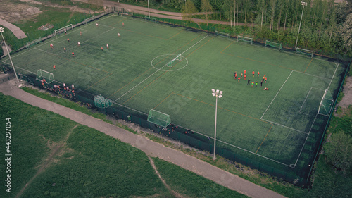Soccer field from above. Sports field with a football field