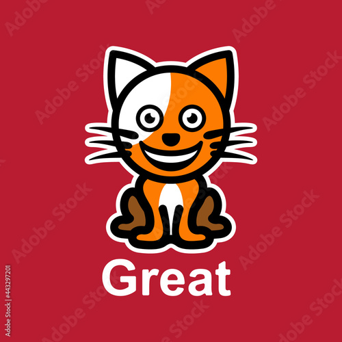 Simple Mascot Vector Logo Design of Cat with expression © ars