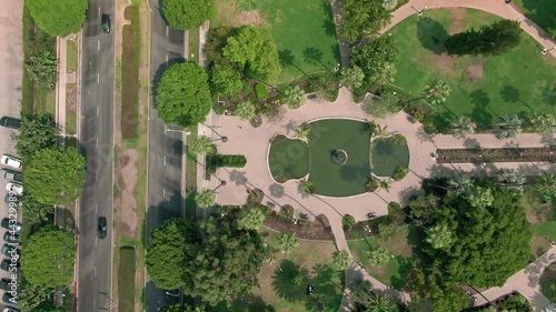 Aerial: Will Rogers Memorial Park, Beverly Hills neighbourhood, Los Angeles, USA
