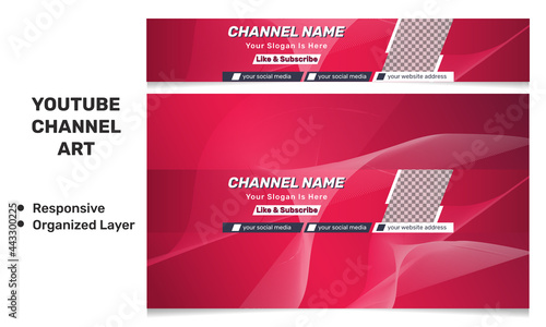 Modern youtube channel art Banner Template. Youtube Banner Design For Any Business Ideas. Responsive Channel Art For All Devices.