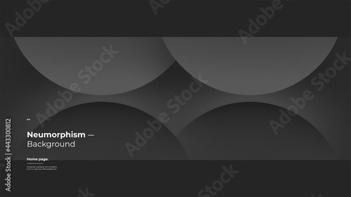 Abstract Background, Homepage, Landing page, Wallpaper Designs. Monochrome dark illustration. 3d geometric shapes. Decorative neumorphism backdrop.