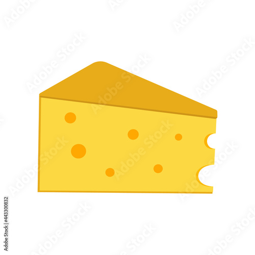 A piece of cheese with holes on a white background for use in web design or clipart