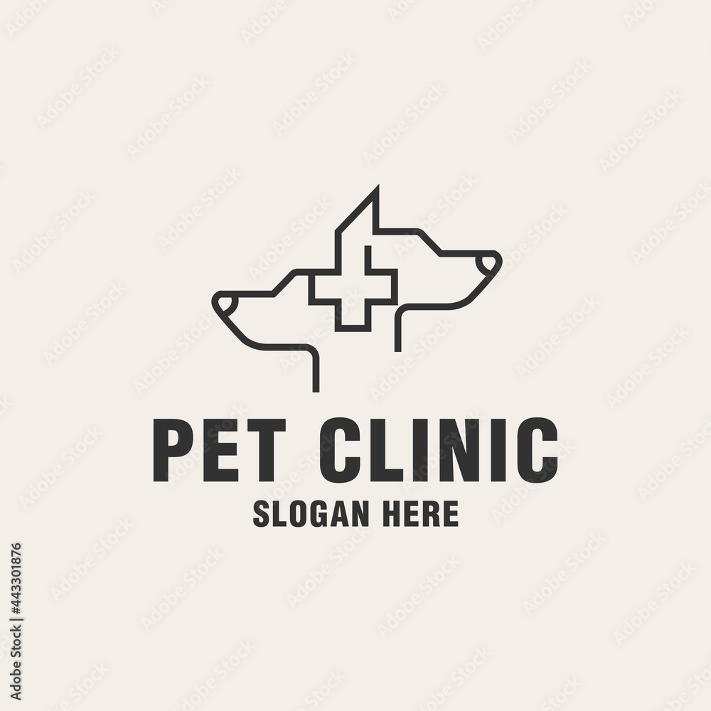 Pet clinic logo template on monogram style Pet clinic logo template on monogram style
