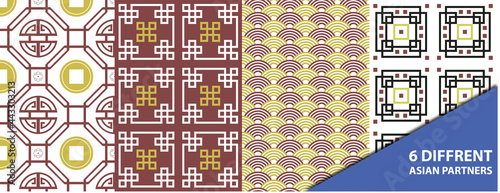 Patrones asiáticos, estampado, decoración, prints. 6 diferentes diseños