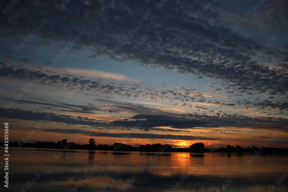 Sunset on the Vistula River in Chełmno, Poland.