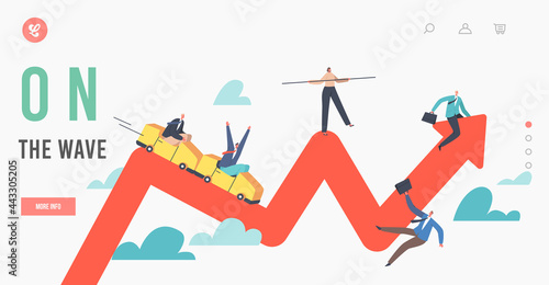 Financial Investment Volatility Landing Page Template. Change in Business and Crisis Stock Market, Businesspeople Risk
