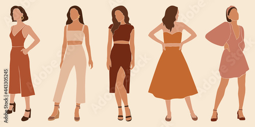 vector abstract boho women in summer illustration