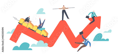 Financial Investment Volatility, Uncertainty or Change in Business and Crisis Stock Market, Businesspeople Up and Down