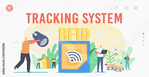Tracking System Landing Page Template. Rfid, Radio Frequency Identification Tag Technology. Tiny Electromagnetic Track