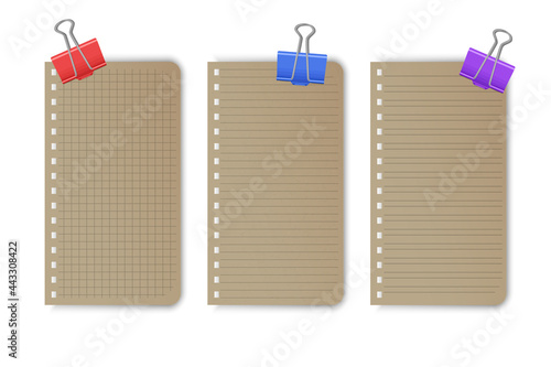 Blank gridded notebook papers for homework and exercises, pads paper sheets with lines and squares for memo
