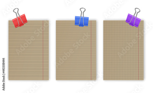 Blank gridded notebook papers for homework and exercises, pads paper sheets with lines and squares for memo