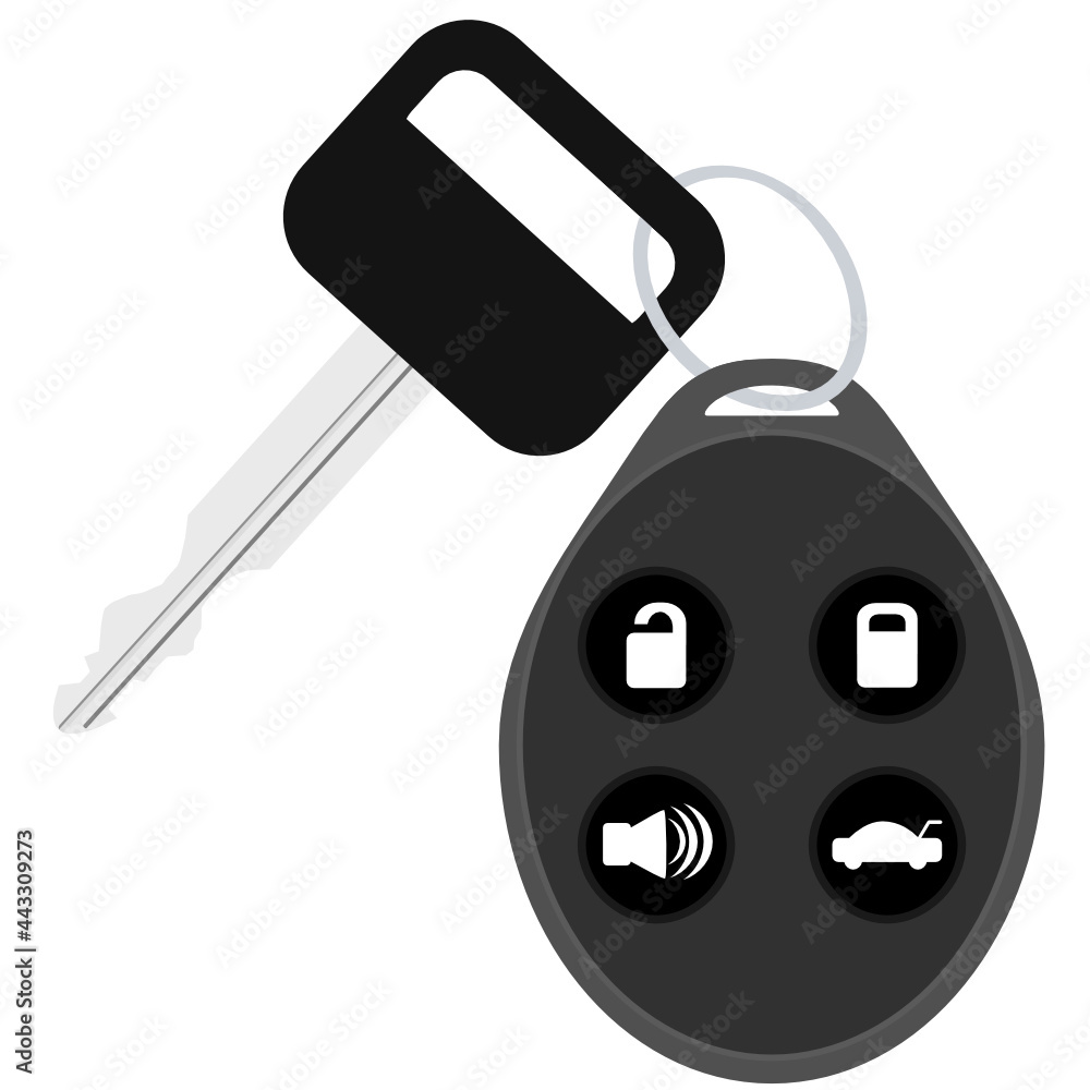 Car key and alarm system, connected with a ring, vector svg ...