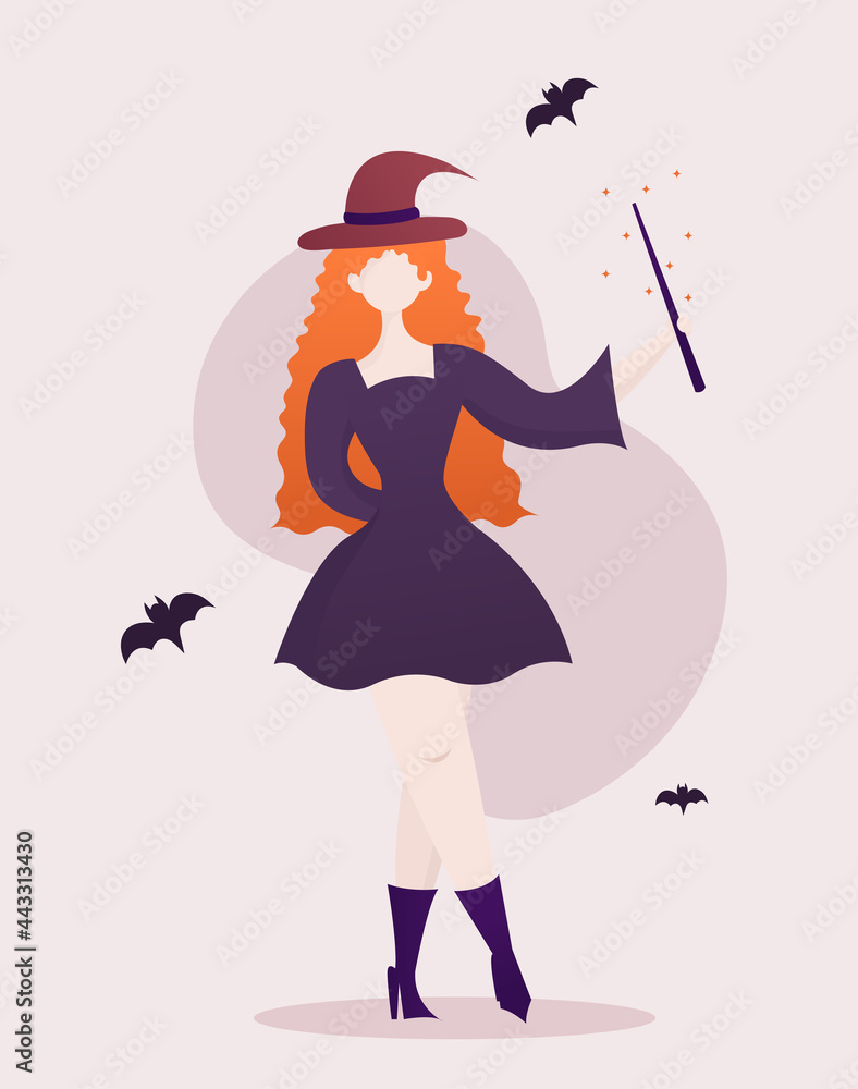 Beautiful Halloween witch vector illustration