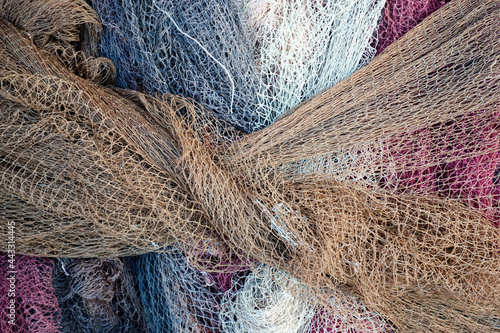 multicolored fishing nets in the port of Los Abrigos Tenerife