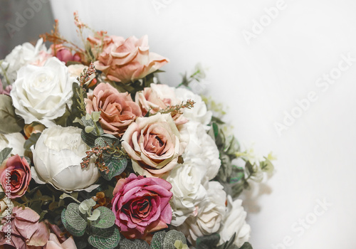 Wedding decorative bouquet of live flowers close-up