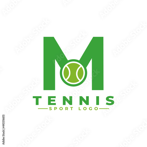 Letter M with Tennis Logo Design. Vector Design Template Elements for Sport Team or Corporate Identity.