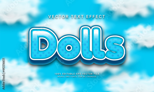 Dolls editable text effect with blue color theme