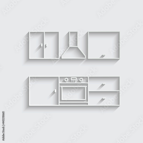 paper kitchen design icon oven cooking sign 