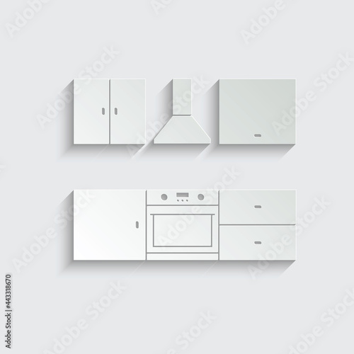 paper kitchen design icon oven cooking sign 