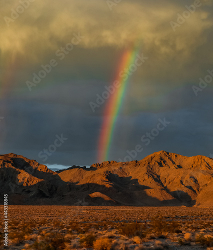 A beautiful rainbow after a storm in the desert of Nevada. 