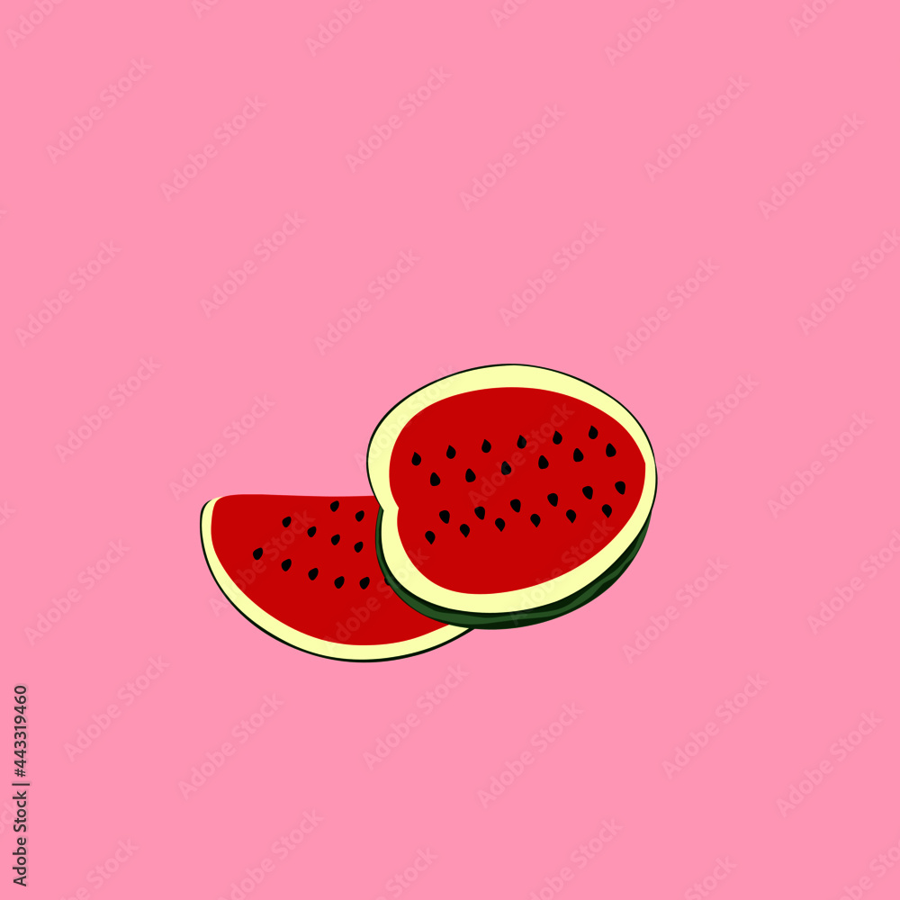 Vector graphics illustration of a red watermelon. Very fresh ripe watermelon. Perfect for web and logo designs. Vector graphics illustration of a red watermelon. Very fresh ripe watermelon. Perfect for web and logo designs.