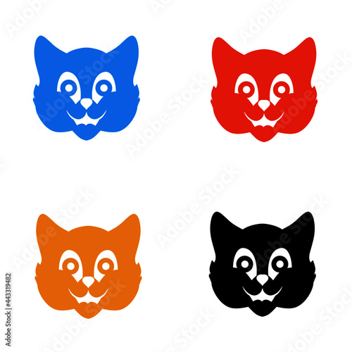 Fototapeta Naklejka Na Ścianę i Meble -  Vector graphic illustration of a cute tomcat head. Four cute Tomcat face icons with different color variations. Perfect for web and logo designs.