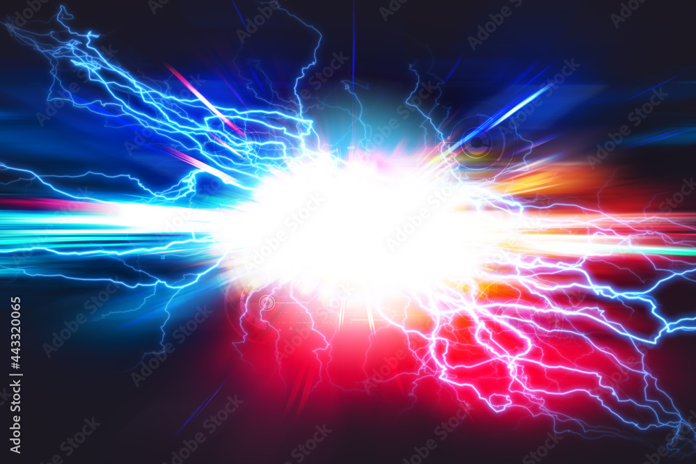 Obraz premium Abstract science backgrounds of Electric storm on motion speed effect