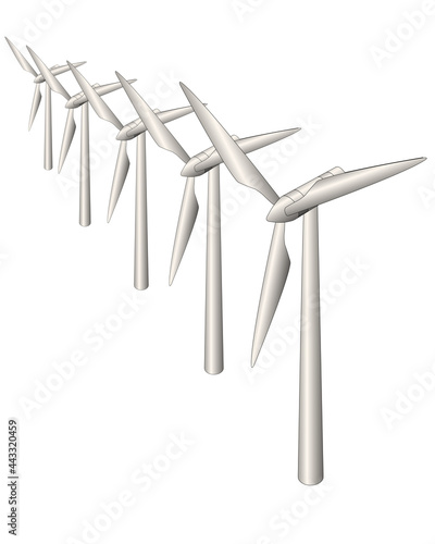 Wind turbines. Windmills used for generating power and measuring the speed of wind.