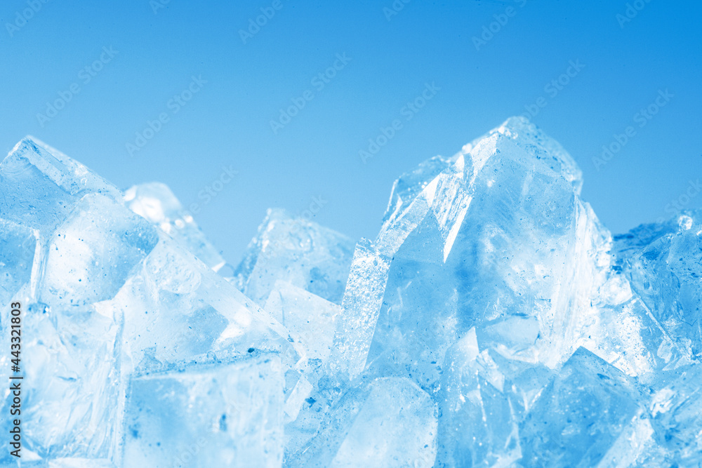 pieces of the iceberg or ice mountain on blue background