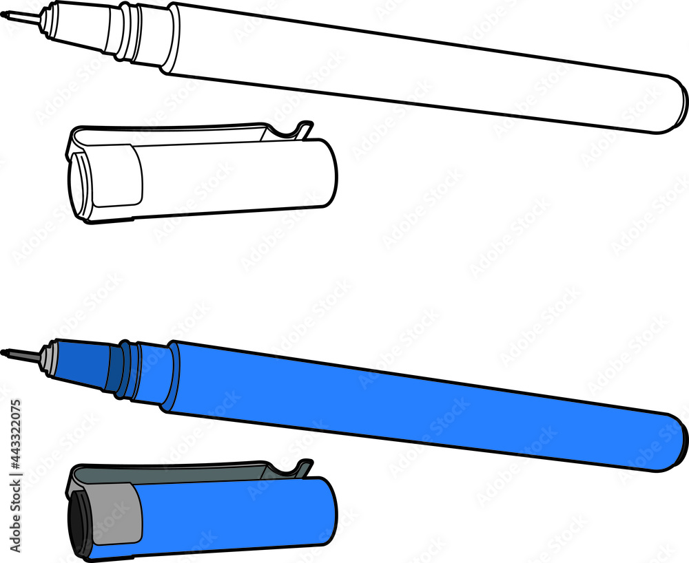 Technical pen vector drawing line art with colour Stock Vector Adobe