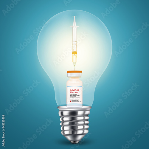 Covid-19 vaccine in light bulb photo