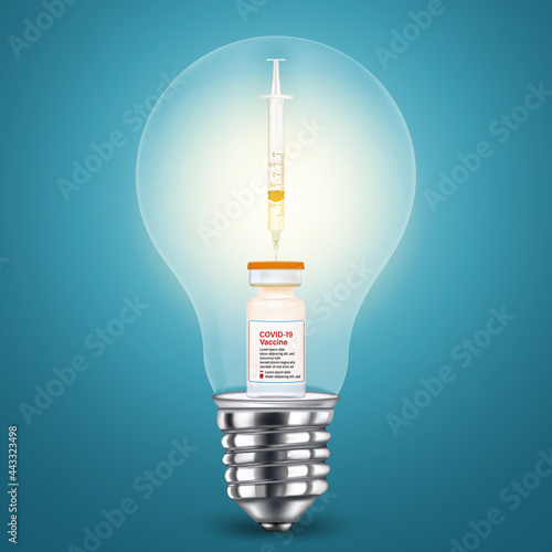 Covid-19 vaccine in light bulb