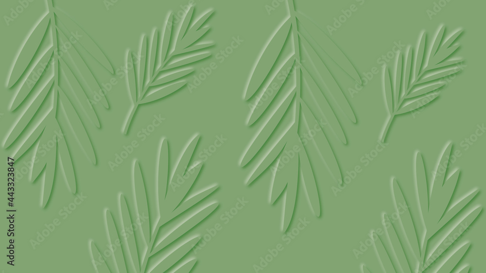 Tropical leaves paper cut on green background for summer web banner. Tropical leaves paper cut on green background for summer web banner.