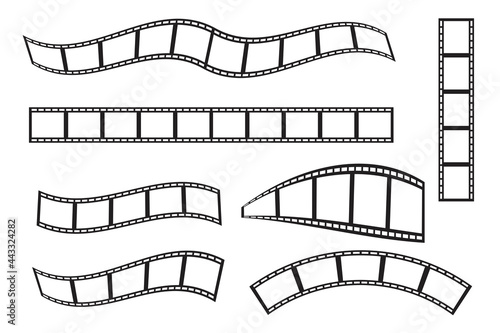 cinema strip. Camera icon. Photo frame. Vintage icon with film strips. Old movie strip. Vector illustration. Stock image.