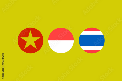 Free Download Asean flag(Vietnam, Indonesia, Thailand) on yellow background. - GFXLoad