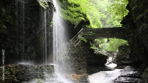 Rainbow Falls and bridge - New York photo